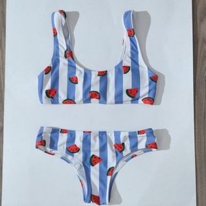 M Bikini White Blue Watermelon 🍉